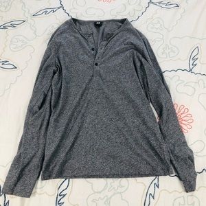 H&M Heather Gray Henley Long Sleeve